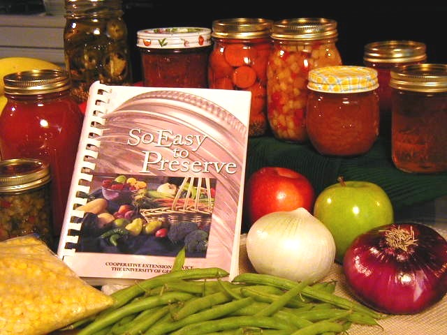 So Easy to Preserve book cover surrounded by vegetables and jarred foods